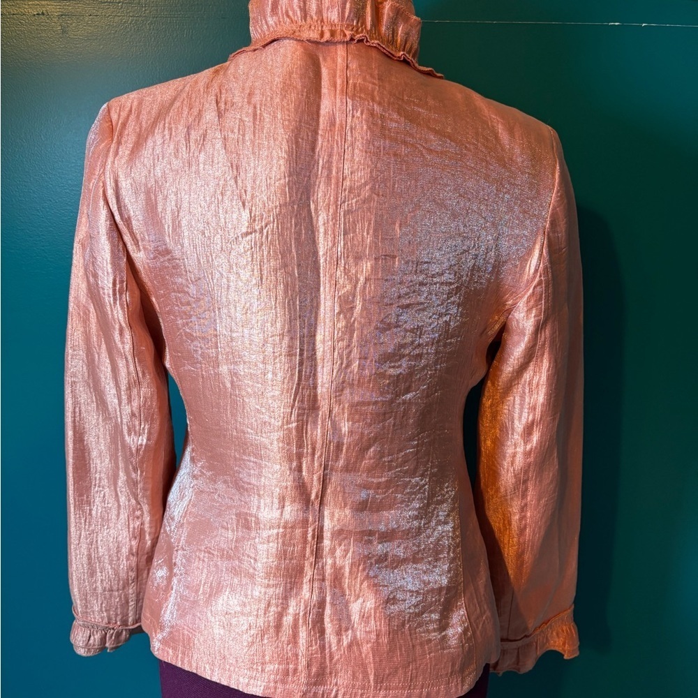 RAFAEL Shimmering Coral Ruffled Blazer - Picture 3 of 6